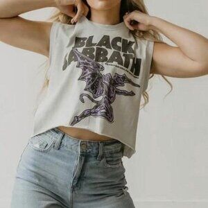 Black Sabbath X People Of Leisure Organic Cotton Crop Tank L Made In The USA